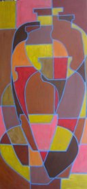 Abstracted urns, acrylic on canvas 24" x 48", 2011, SOLD