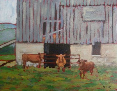 Barn Scene, Huron County, acrylic on texturized canvas, 8" x 10", 2010 SOLD