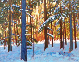 In the woods near Benmiller, Ont., acrylic on texturized canvas, 16" x 20"