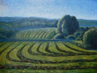 Misty Morning in Hay Field, acrylic on canvas, 30" x 40", 2008, SOLD