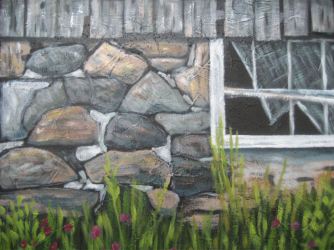 Old Barn Close Up, acrylic on canvas, 14" x 16", 2008
