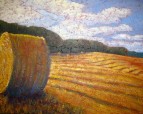 Straw Bale in Field, acrylic on texturized canvas, 24 x 30", 2012, SOLD