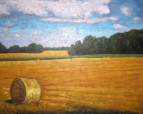 Straw Bale in Field, acrylic on texturized canvas, 24 x 30", 2012
