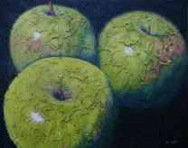 Trio of Apples 2, Acrylic on textured canvas, 16" x 20", 2009